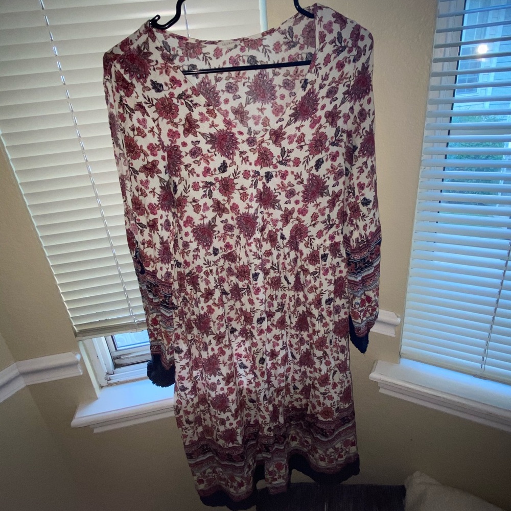 Floral Boho Midi Long Sleeve Dress